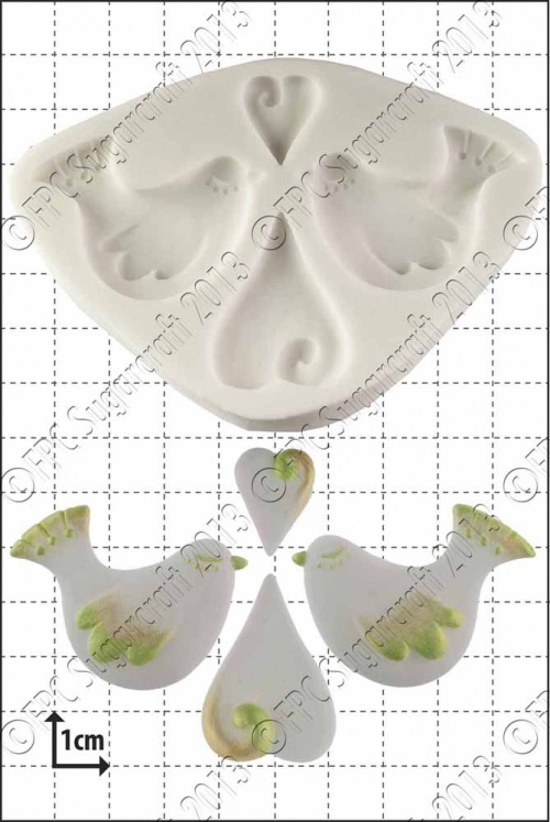'Lovebirds & Hearts' Silicone Mould